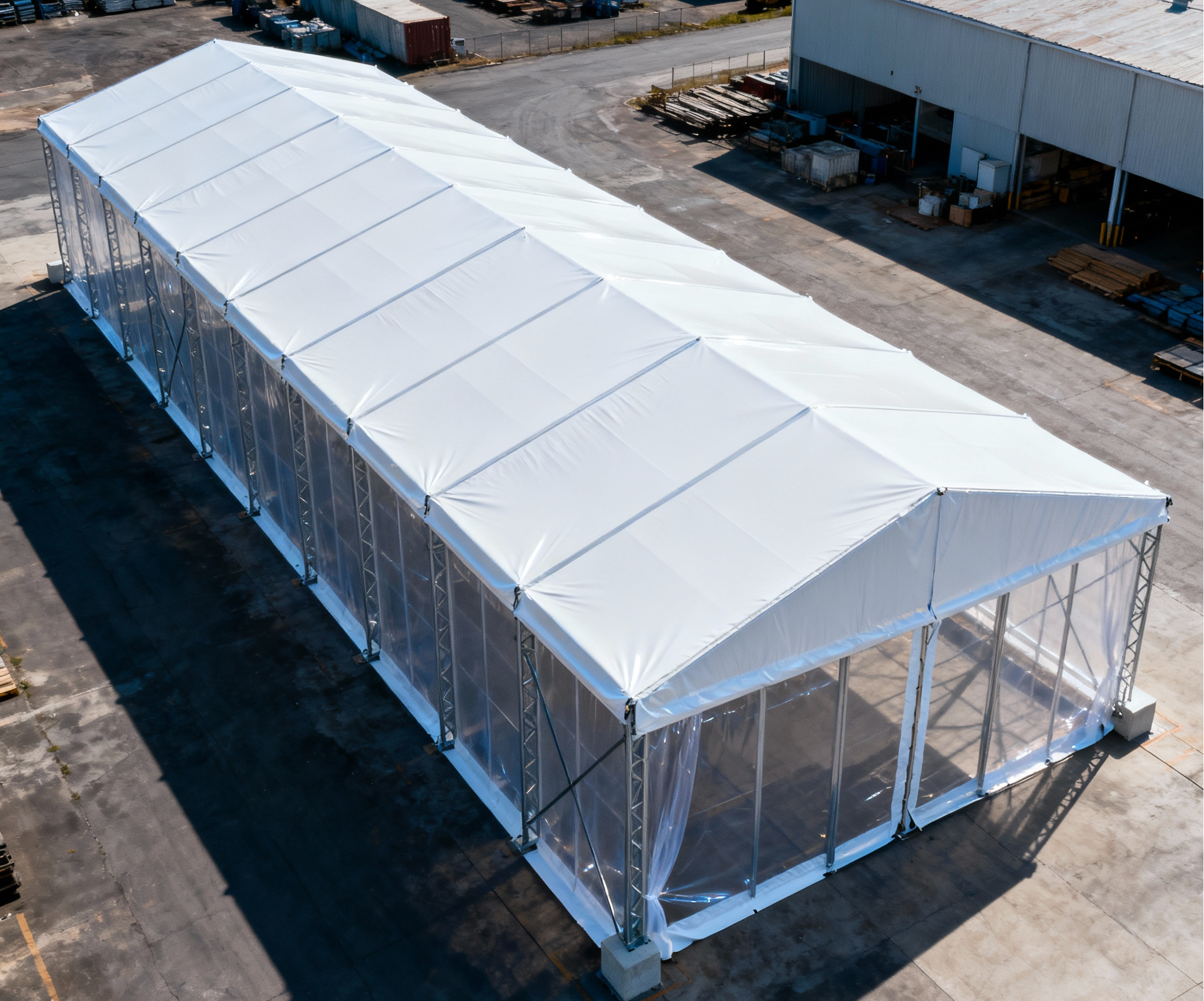 Penyelesaian Pelanjutan Gudang Modular untuk Projek Industri | Khemah Penyimpanan PVC Tahan Api untuk Pengembangan Kapasiti Kilang