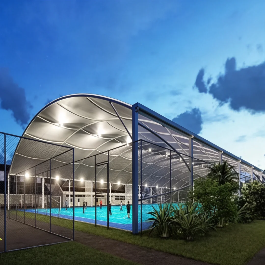 Customized Modular Padel Court Shading Canopy | Integrated Aluminum Structure Roof with Glass Protection for Outdoor Tennis Facilities