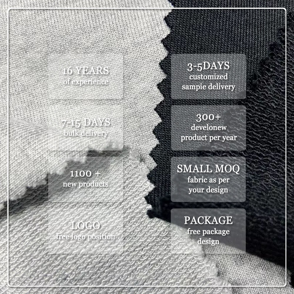Organic Eco-Friendly Anti-UV Knitted Stretch Bamboo Cotton Spandex Heavyweight French Terry Fabric for Hoodies