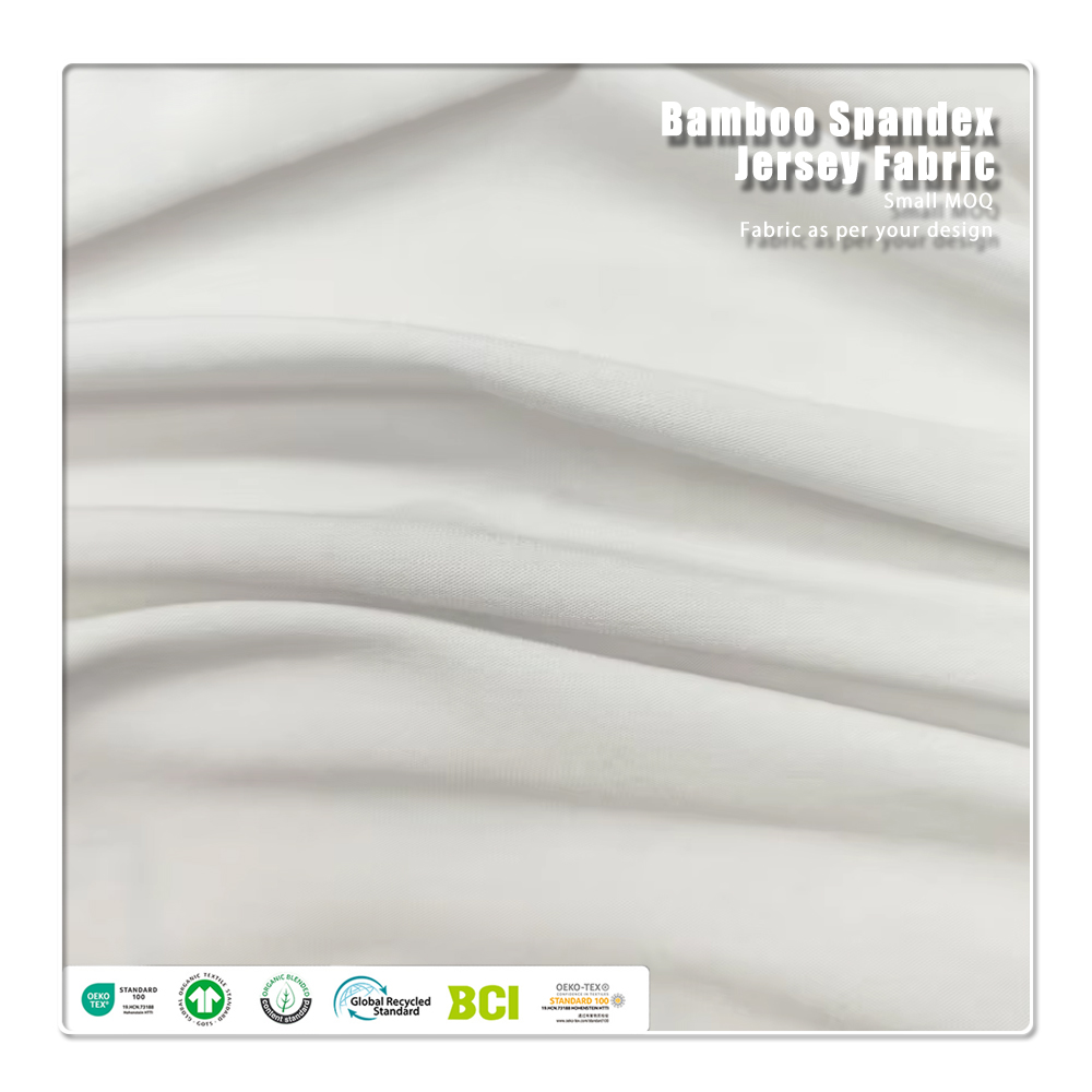 Tela de bambú ecológico y algodón orgánico antiolor, elástica, lisa teñida, punto 2*2 con spandex para ropa deportiva para niñas y niños