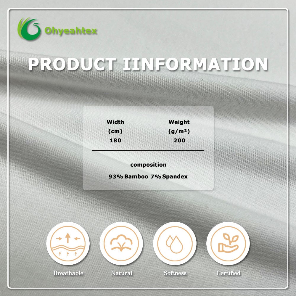 Eco-Friendly Plain White 95% Organic Cotton 5% Spandex 210GSM Breathable Jersey Fabric for Baby Clothing