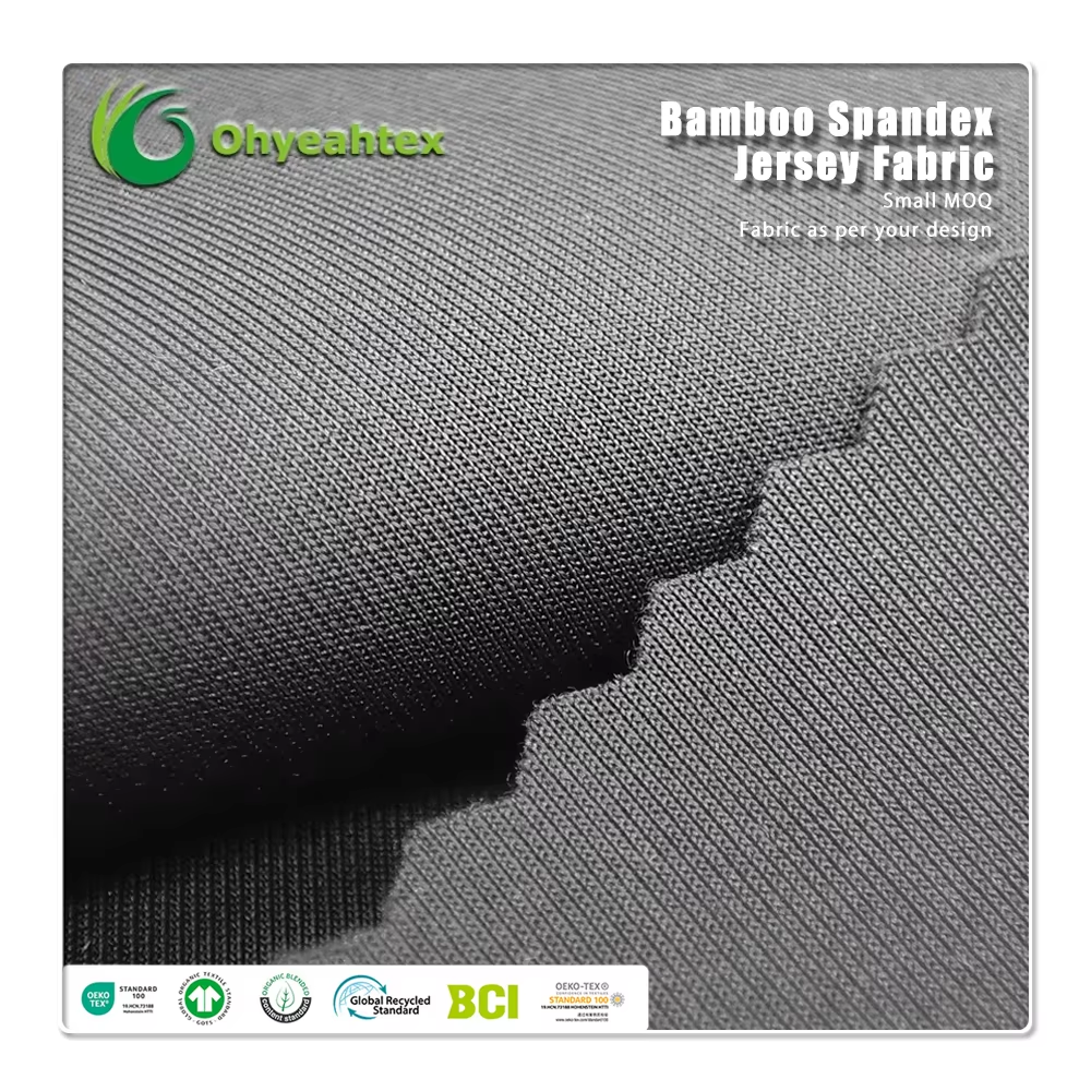 OEKO-100 4-Wege-Stretch, nachhaltig, 83 % Nylon, 17 % Elasthan, 250 g/m² leichtes, feuchtigkeitsableitendes Interlock-Gewebe für Sportbekleidung