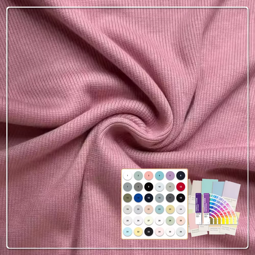 Eco-Friendly 350gsm Knitted 2*2Rib Fabric 67% Bamboo 28% Acrylic 5% Spandex High Quality Bamboo Fiber Fabric