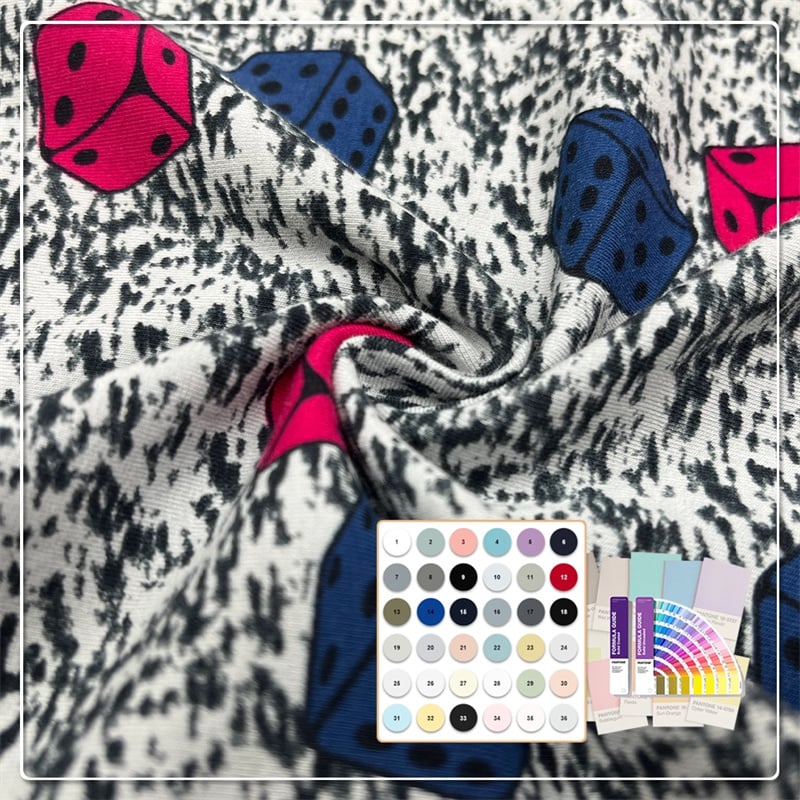 Premium 210 gsm Bomull-Spandex Jersey med skärmdruckade reaktiva färgdesig ner