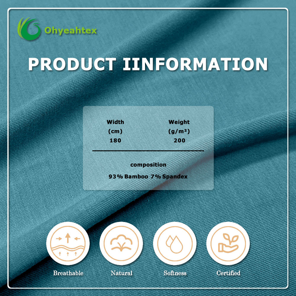 Baies Sagte Waterafwysende Anti-UV Gebreide Uitrek Bamboes Katoen Spandeks Franse Terryweefsel vir Aktiewear Hodies