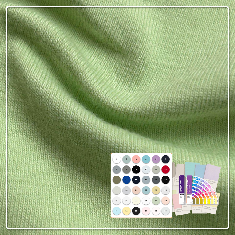 Tejido de punto simple de jersey de trama de algodón peinado y spandex, transpirable, sostenible y teñido liso, de 180 g/m², para vestidos y camisetas