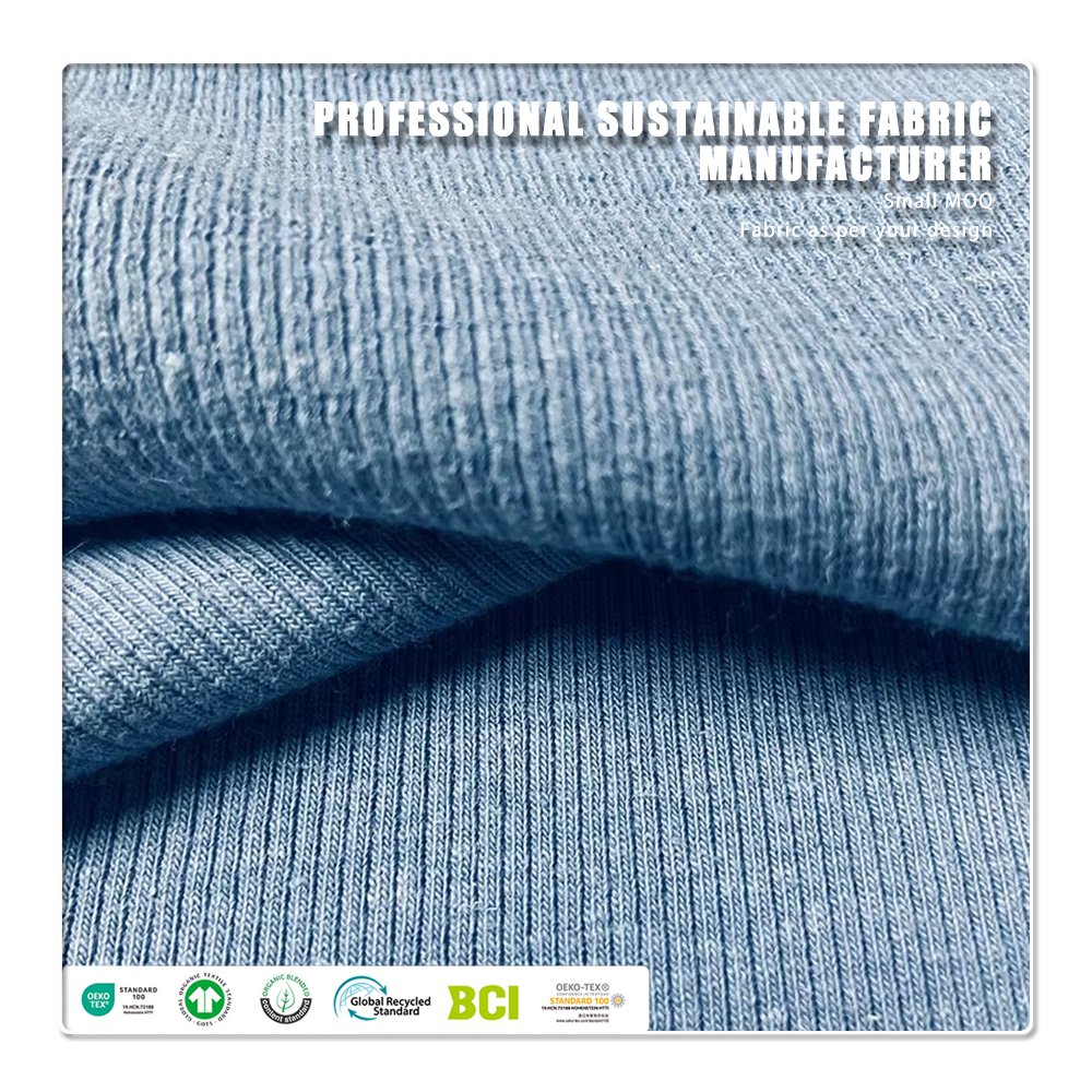 Oeko-Tex Certified Combed Cotton Breathable Anti-Bacteria Anti-Odor Medium Weight Knit Rib Fabric 270gsm for Hoodie Cuffs.webp