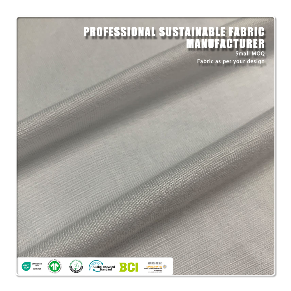 UPF 50 Soft 1*1 Rib 67% Bamboo 28% Organic Cotton 5% Spandex Anti-Bacteria Moisture-Absorbent Stretch Fabric for Garment