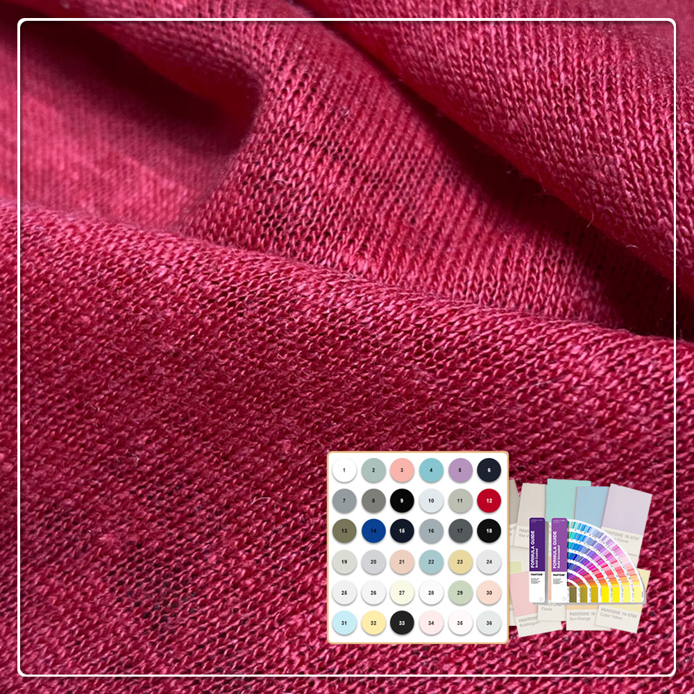 New Launch Pure Organic Quick Dry Breathable Solid Color Knitted Single Jersey 100% Linen Fabric for Clothing
