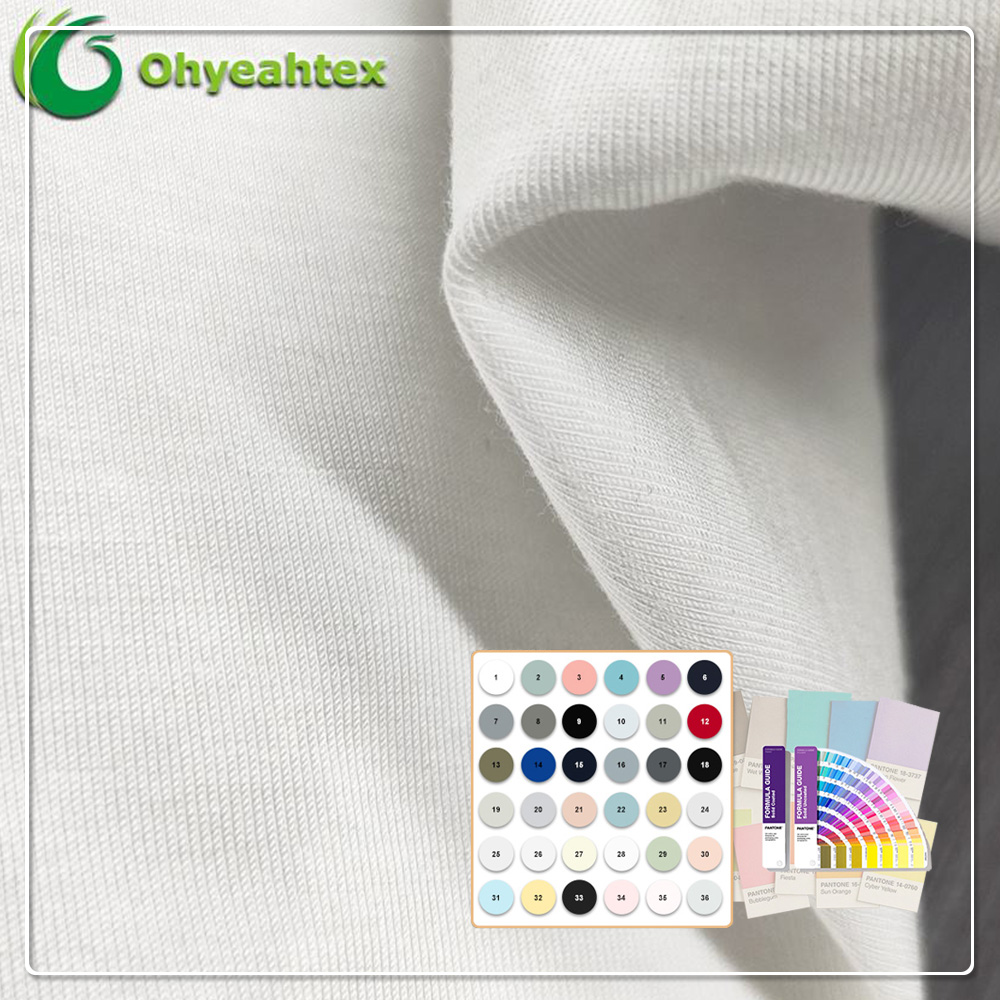 45 % bambu 20 % Seacell 29 % Sorona 6 % spandex Miljövänligt stretchmaterial med antibakteriella UV-skydd för kläder och aktivkläder