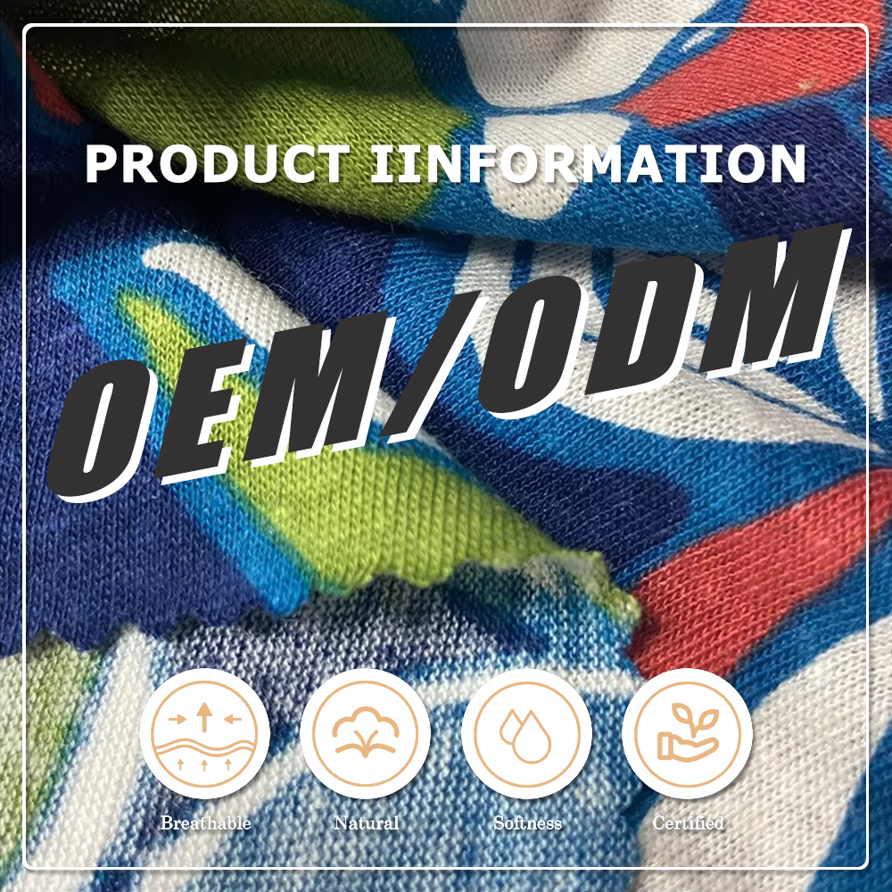Sustainable Eco-Friendly Knitted Digital Print 100% Linen Fabric Breathable & Wicking Lightweight 160gsm for Kids Wear