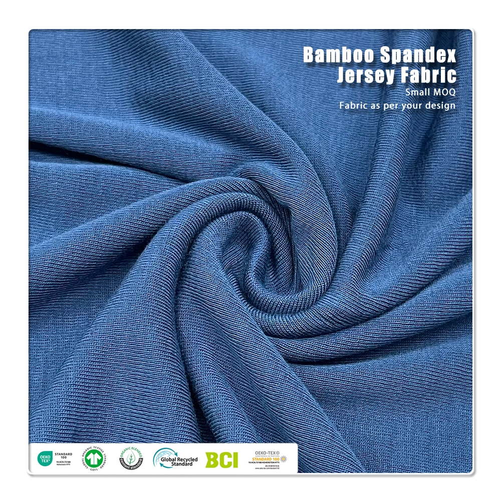 Moisture Wicking 290gsm 63%Bamboo 27%Organic Cotton 10%Spandex Jersey Fabric for Leggings & Sports bras