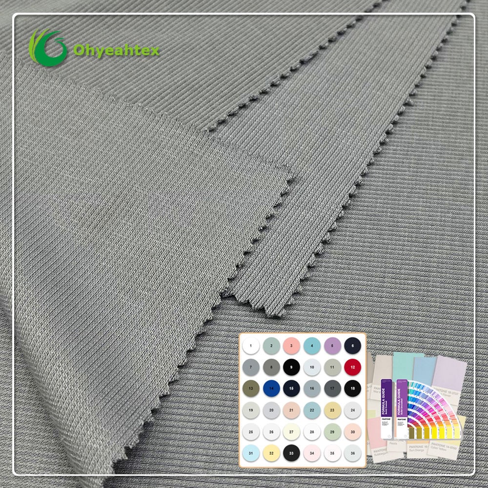 Knitted 91% Viscose 9% Spandex 1*1 Ribbed Eco-Friendly Moisture-Absorbent Breathable Lightweight 190gsm Fabric for Underwear