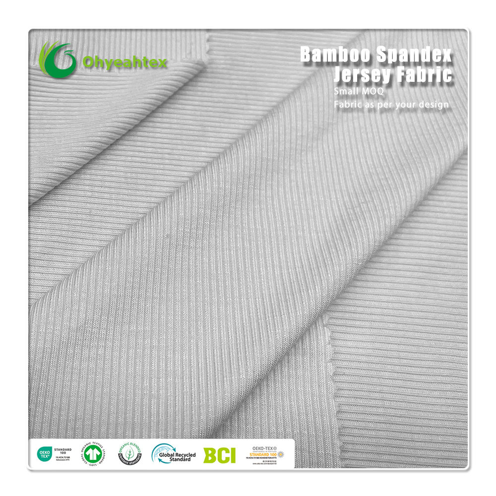 Gots Certified Eco-friendly 150gsm 70% Organic Cotton 30% Mint Viscose Knitted Jersey Fabric for Girls T-Shirts Skirts