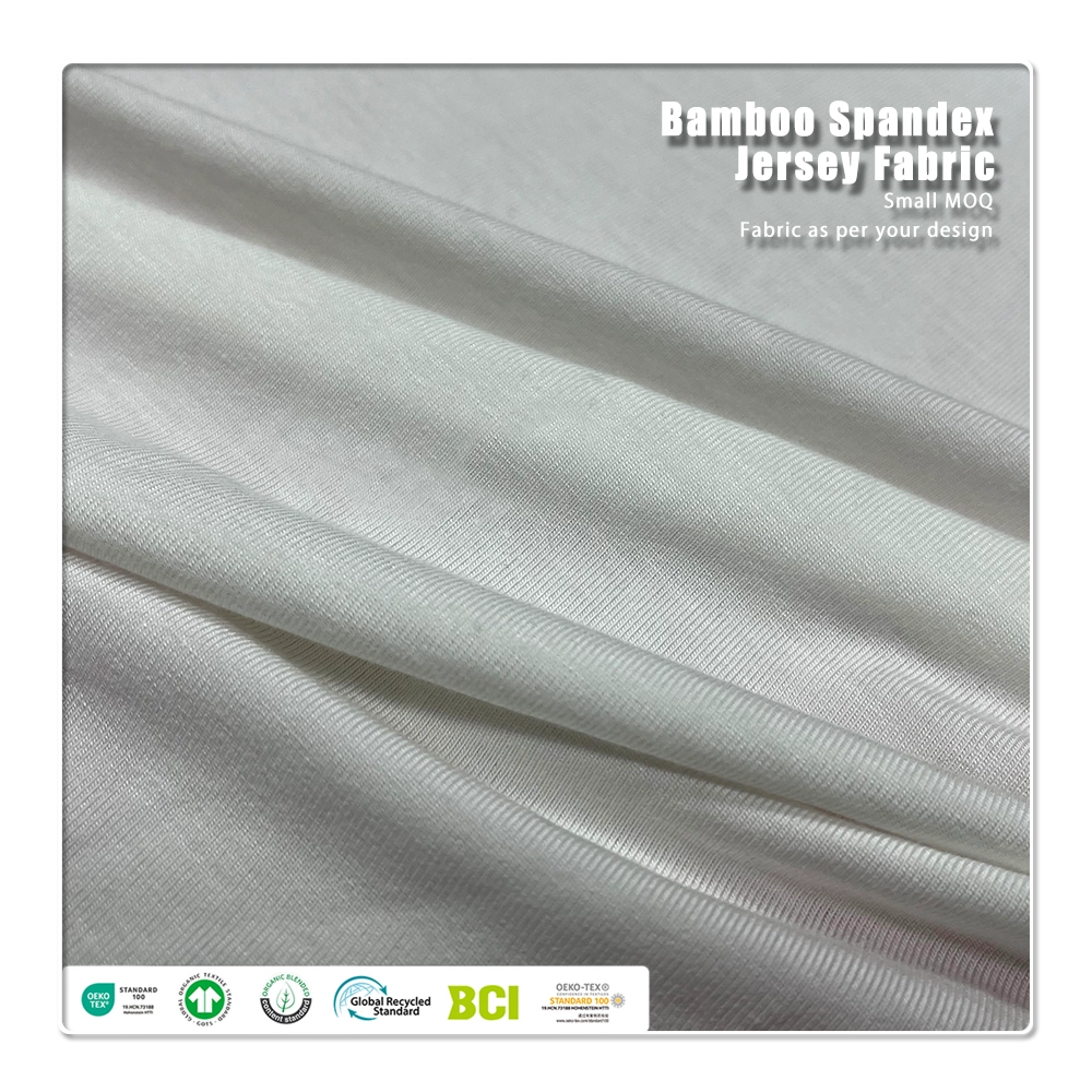 ผ้าเจอร์ซีย์สปันเด็กซ์ 160GSM 95% ไบโอพะโล้ 5% สปันเด็กซ์ ที่นุ่มสบาย เบา และระบายอากาศได้ดี เหมาะสำหรับชุดชั้นในของผู้หญิง