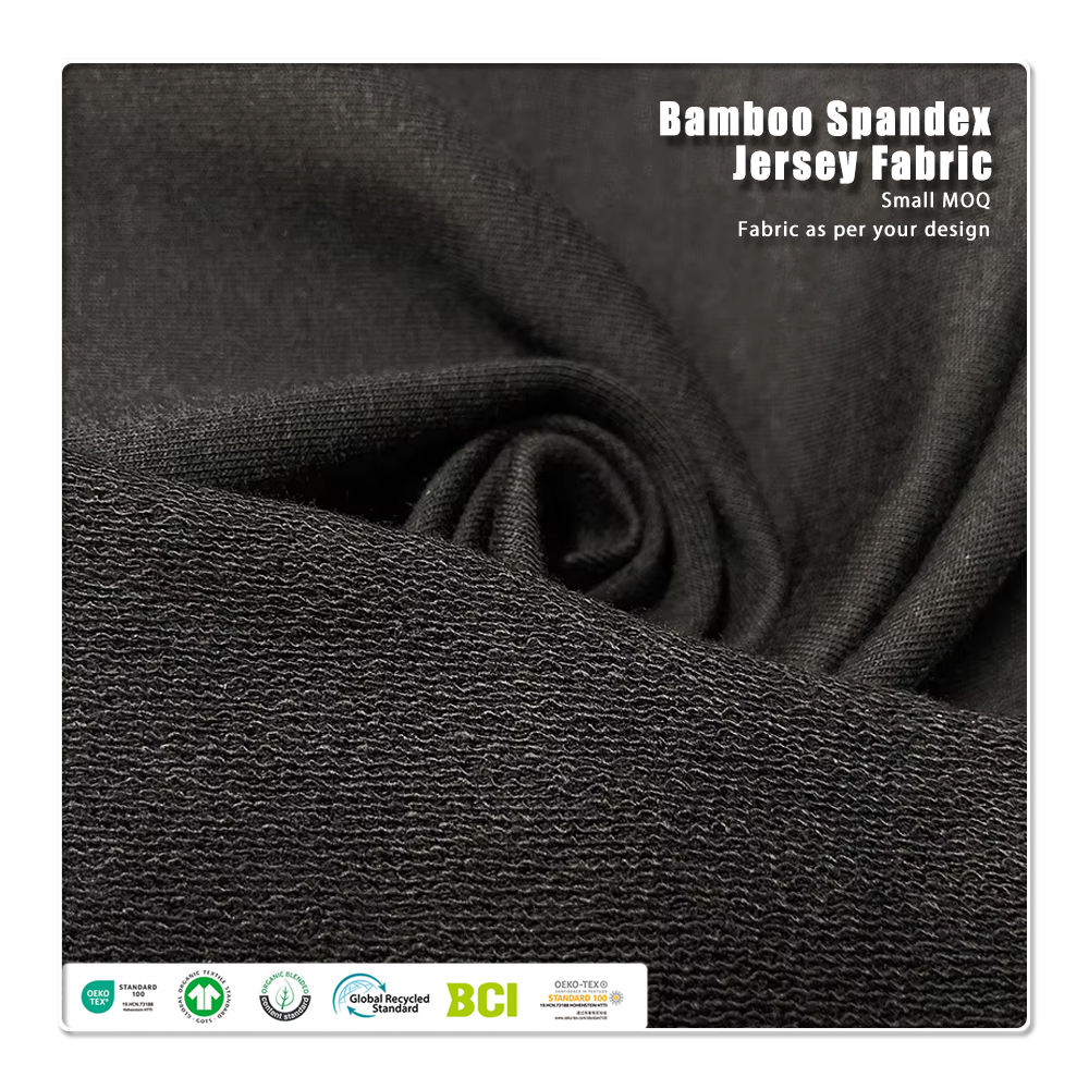 Organic Eco-Friendly Anti-UV Knitted Stretch Bamboo Cotton Spandex Heavyweight French Terry Fabric for Hoodies