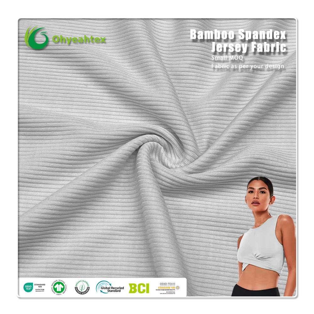 OEKO TEX Certified 40S 90% Bamboo Lyocell 10% Spandex Stretch Anti-Odor Jersey Fabric for Baby Clothes & Sportswear