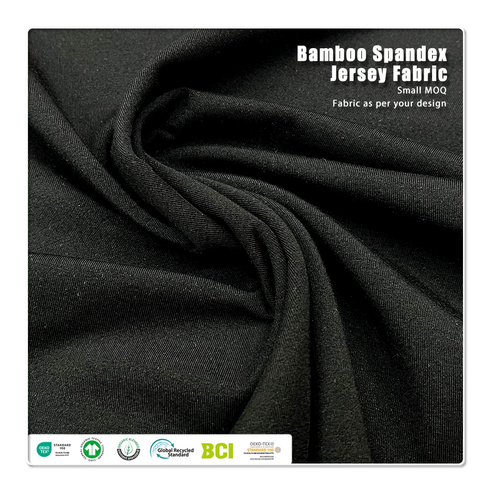 Très résistant à l'usure et à la déformation 280gsm 68% bambou 24% nylon 8% élasthanne jersey adapté aux premiers couches d'hiver