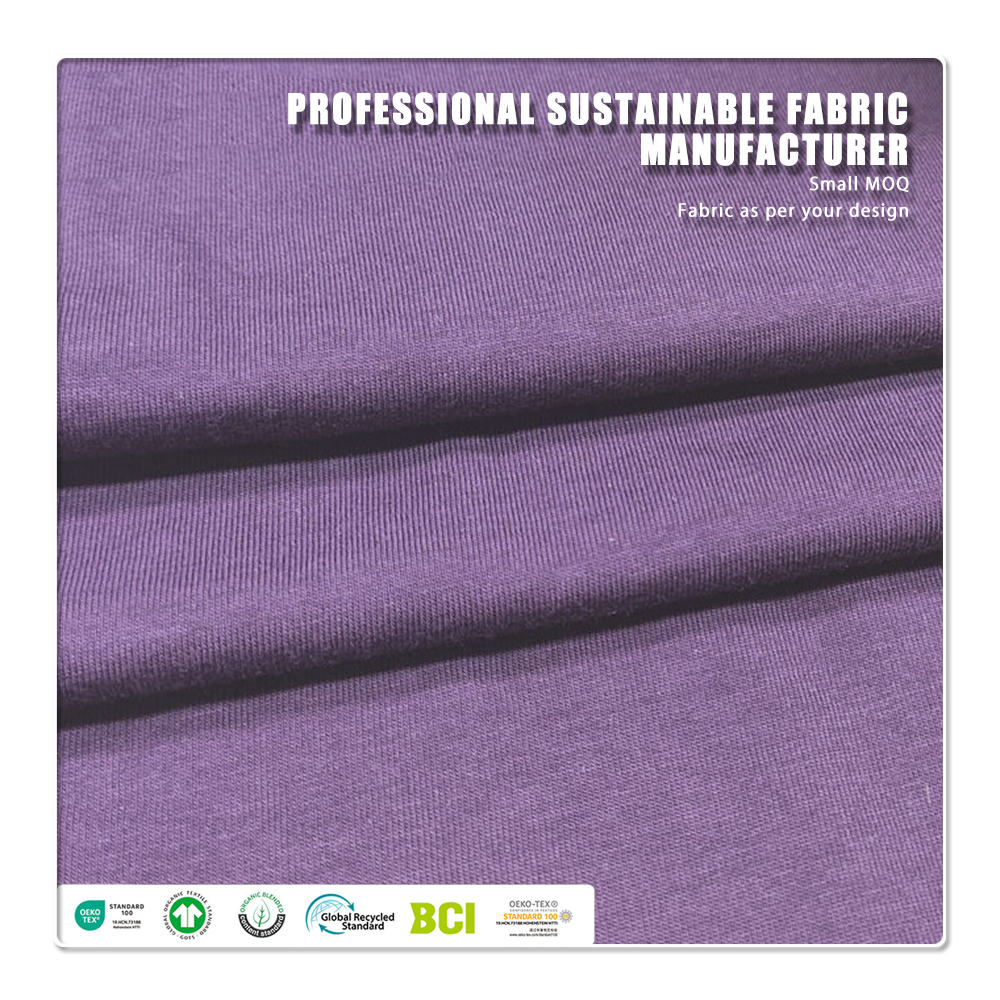 Breathable Sustainable Combed Cotton Spandex Weft Knit Plain Dyed 180gsm Single Jersey Dress T-Shirt Fabric