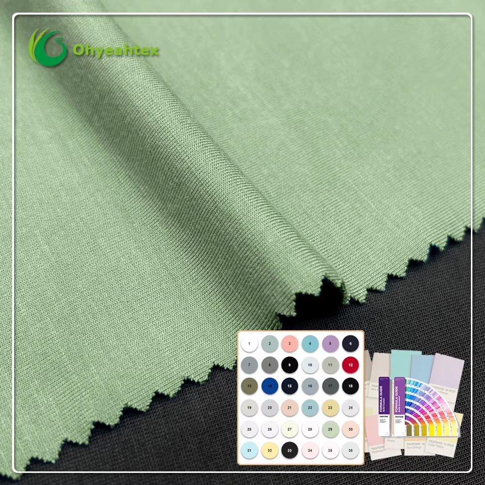 Kain Fungsional Moisture Wicking 45% Bambu 20% Seacell 29% Sorona 6% Spandex Kain Jersey Satu Lapis untuk Pakaian Olahraga