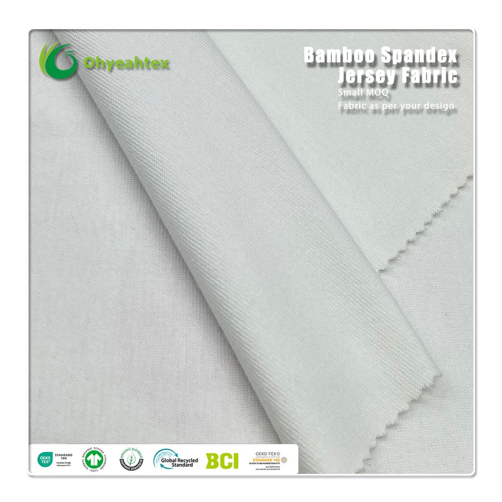 Eco-Friendly Plain White 95% Organic Cotton 5% Spandex 210GSM Breathable Jersey Fabric for Baby Clothing