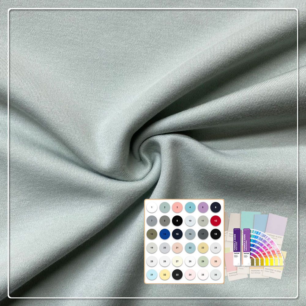 Kain Interlock Berkait Dua Muka 70% Kapas Organik 30% Lavender, Mesra Alam, Lembut, dan Berwarna Tunggal untuk T-Shirt