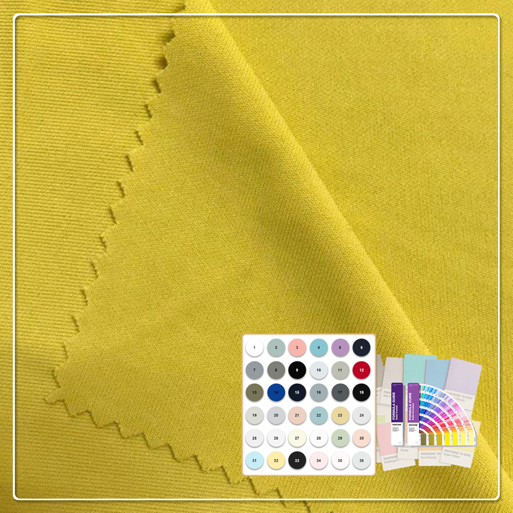 Gestrickter Viskose-Interlock-Stoff mit 92 % Rayon und 8 % Spandex, dehnbar und atmungsaktiv für Dessous und Bekleidung, uni gefärbt