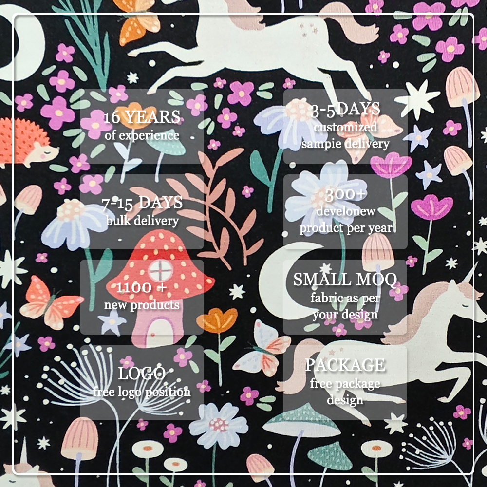 70% Bamboo 25% Cotton 5% Spandex Unicorn Floral Fabric: Soft, Stretchy, Breathable Jersey Knit