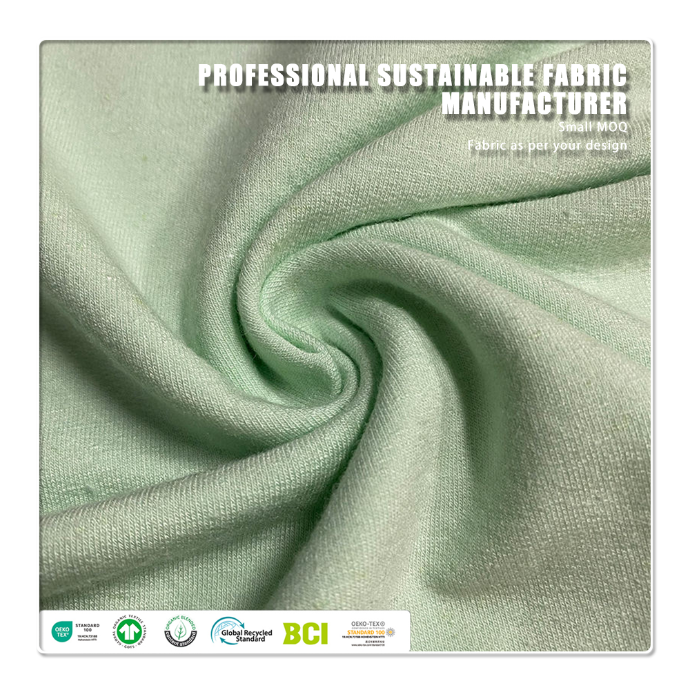 Kain French Terry Campuran Hemp Bamboo Regang Anti-Bakteria & Menyerap Lembapan Eco-Friendly Berat Sederhana untuk Pakaian