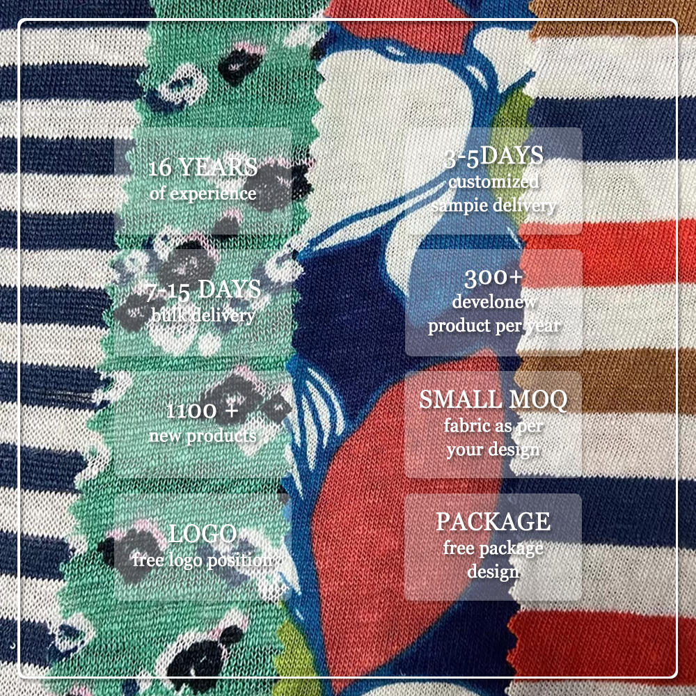 Sustainable Eco-Friendly Knitted Digital Print 100% Linen Fabric Breathable & Wicking Lightweight 160gsm for Kids Wear