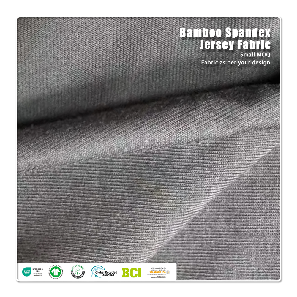 Tissu jersey léger écologique fonctionnel à 69 % bambou et 31 % Sorona, absorbant l'humidité, 190 g/m², pour vêtements