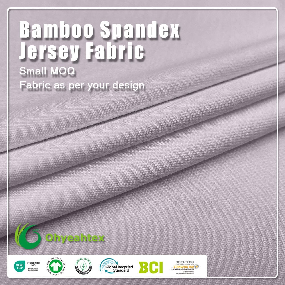 Anti-UV Anti-Mildew Anti-Odor Anti-Bacteria Wicking Stretch Ribbed 67% Bamboo 28% Organic Hemp 5%Spandex Fabric for Dresses & Apparel