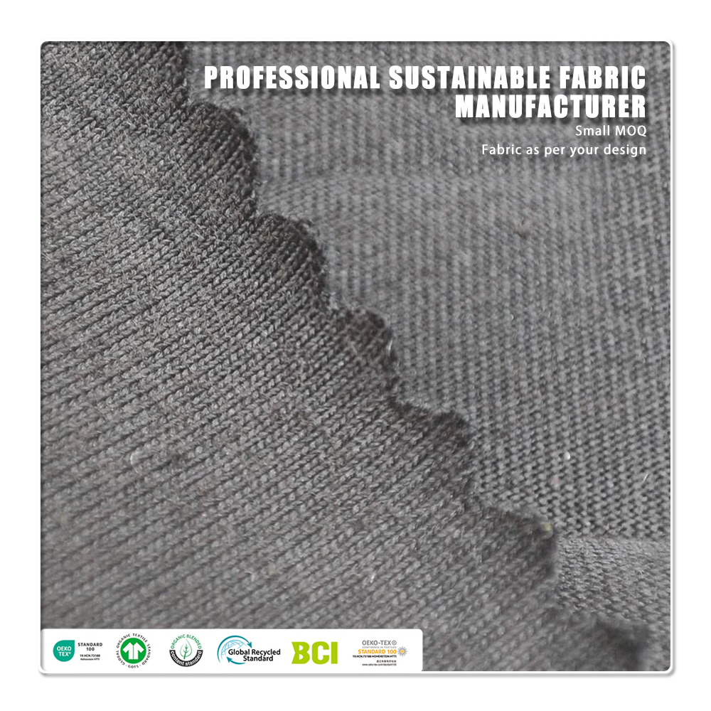 tissu sans élasticité à couleurs segmentées de 150 g/m², composé de 50 % viscose, 25 % nylon et 25 % coton, adapté à la confection de vêtements de sport