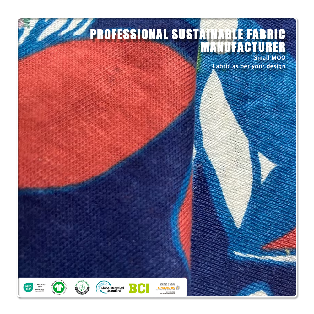 Sustainable Eco-Friendly Knitted Digital Print 100% Linen Fabric Breathable & Wicking Lightweight 160gsm for Kids Wear
