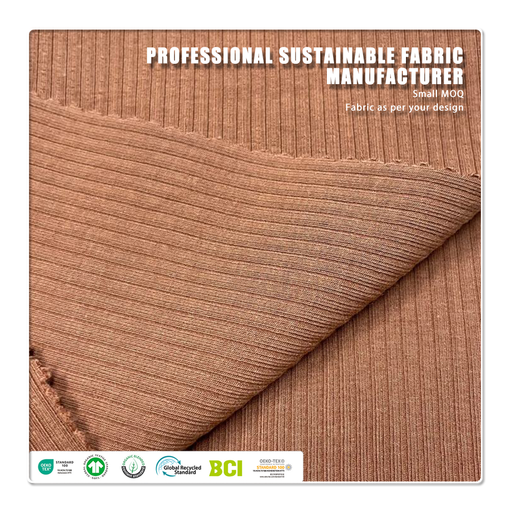 Eco-friendly 380GSM Modal/Cotton Blend Stretch Wicking Breathable Knit Rib Fabric for Dancewear & Loungewear Apparel