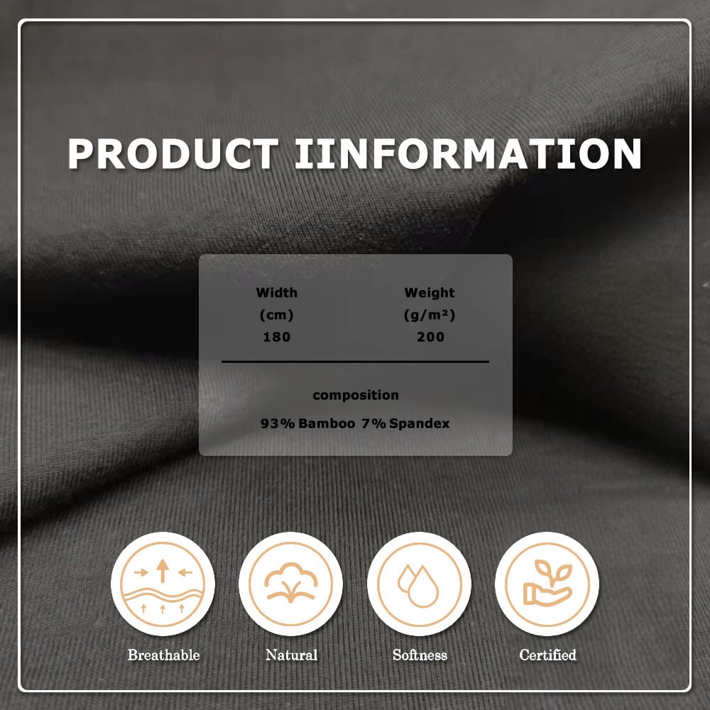 Sustainable Organic Bamboo Lyocell Jersey Fabric Anti-Bacteria Anti-Odor Stretch Wicking Features 200gsm for Apparel Baby Wear