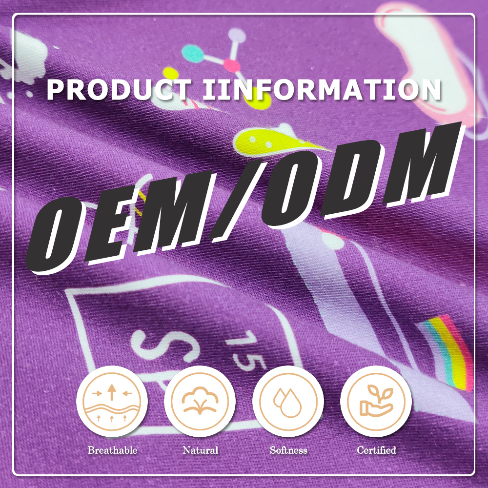La tela de algodón orgánico estampada certificada GOTS de 200 gsm es adecuada para la fabricación de ropa infantil.