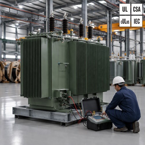 Short-circuit impedance test in the transformer factory