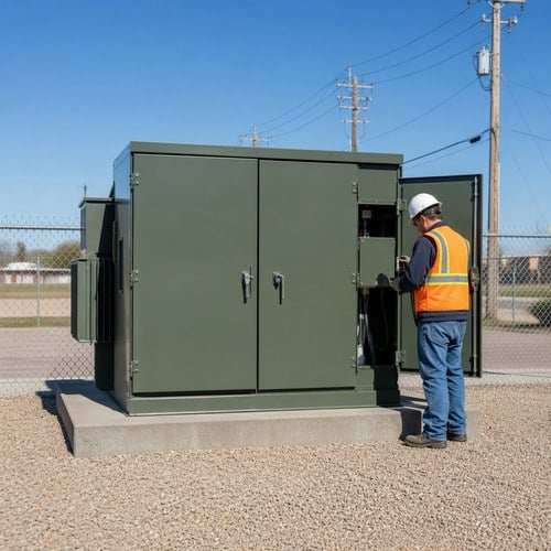 Pad mounted transformer on site in North America