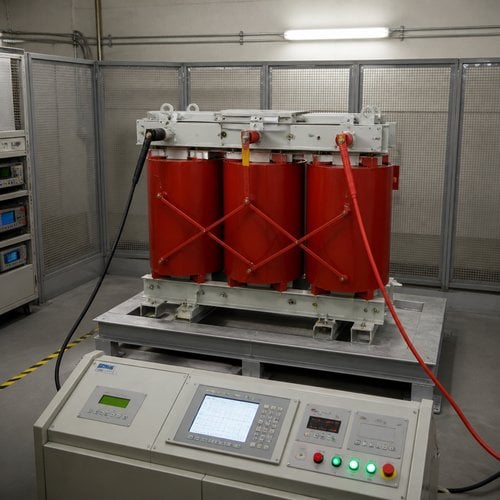 Partial discharge test on a cast resin transformer with cleanroom power quality requirements