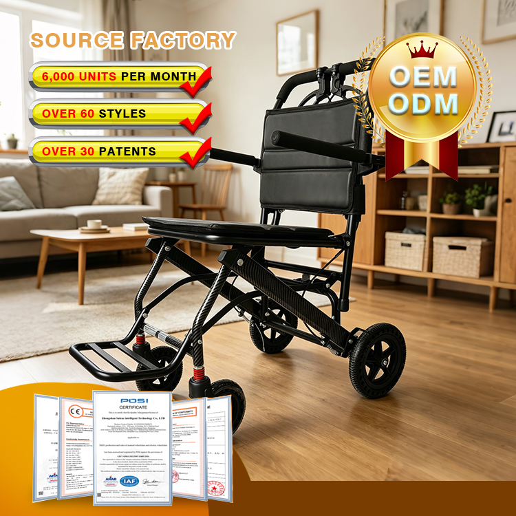 Cost-effetive Compact Folding Manual Wheelchair Manual Wheelchair with 8 inch rear honeycomb wheels