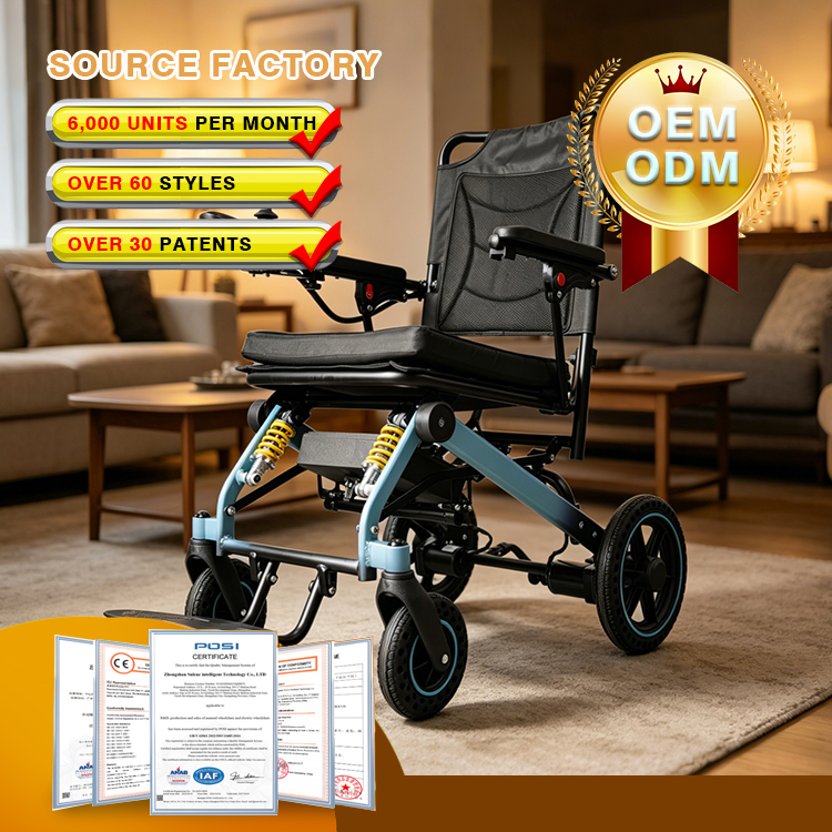 Durable Foldable Lightweight Aluminum Alloy Power Electric Wheelchair with Spring Suspension
