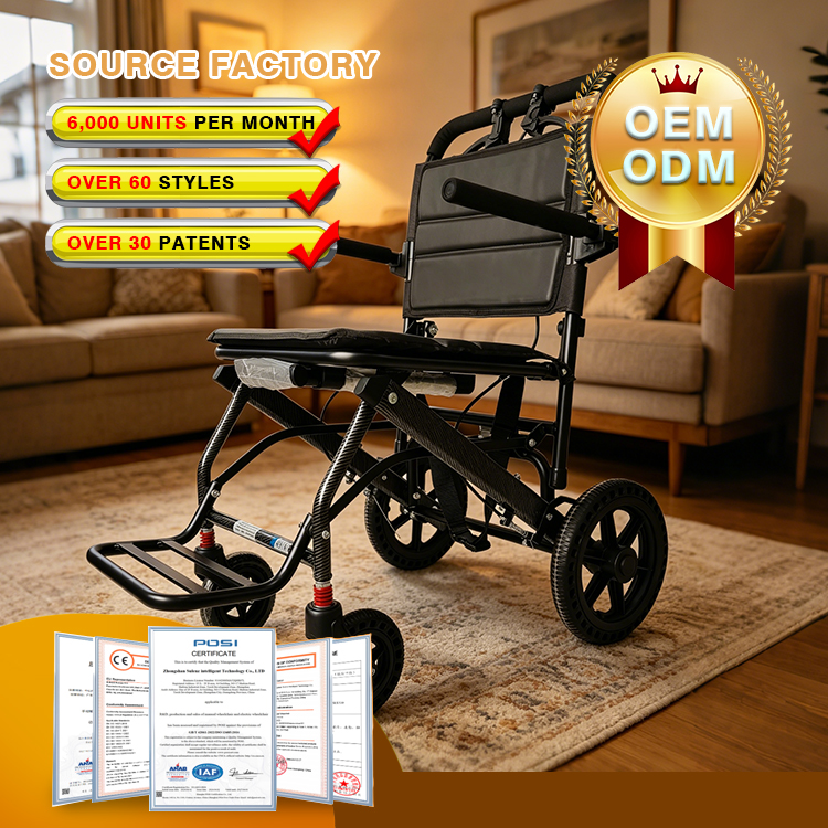 Cost-effetive Compact Folding Manual Wheelchair Manual Wheelchair with 12 inch rear honeycomb wheels