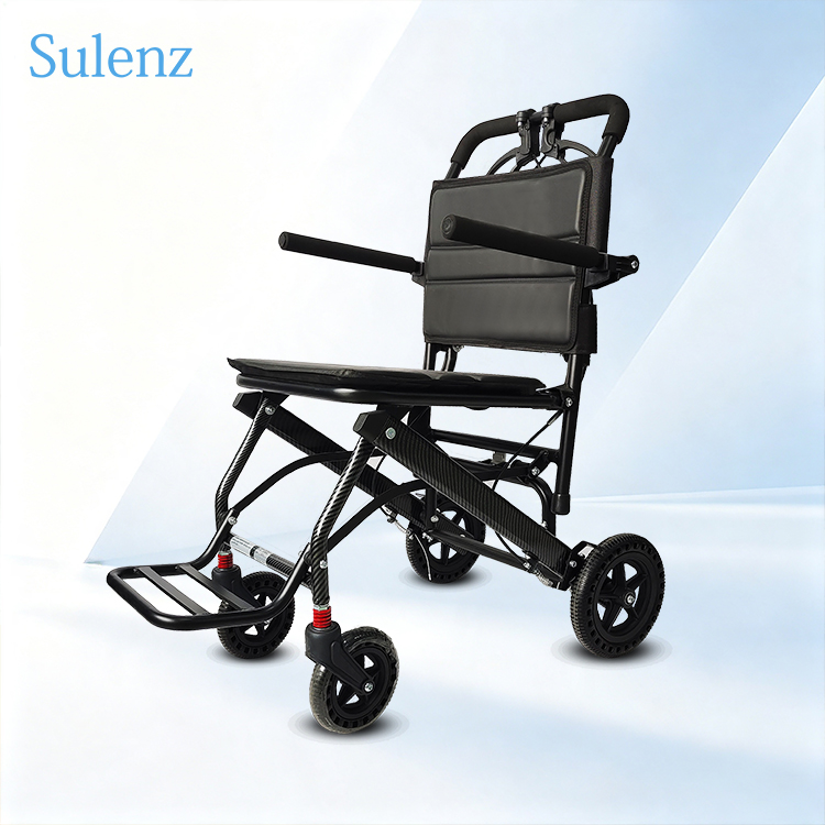 Cost-effetive Compact Folding Manual Wheelchair Manual Wheelchair with 8 inch rear honeycomb wheels