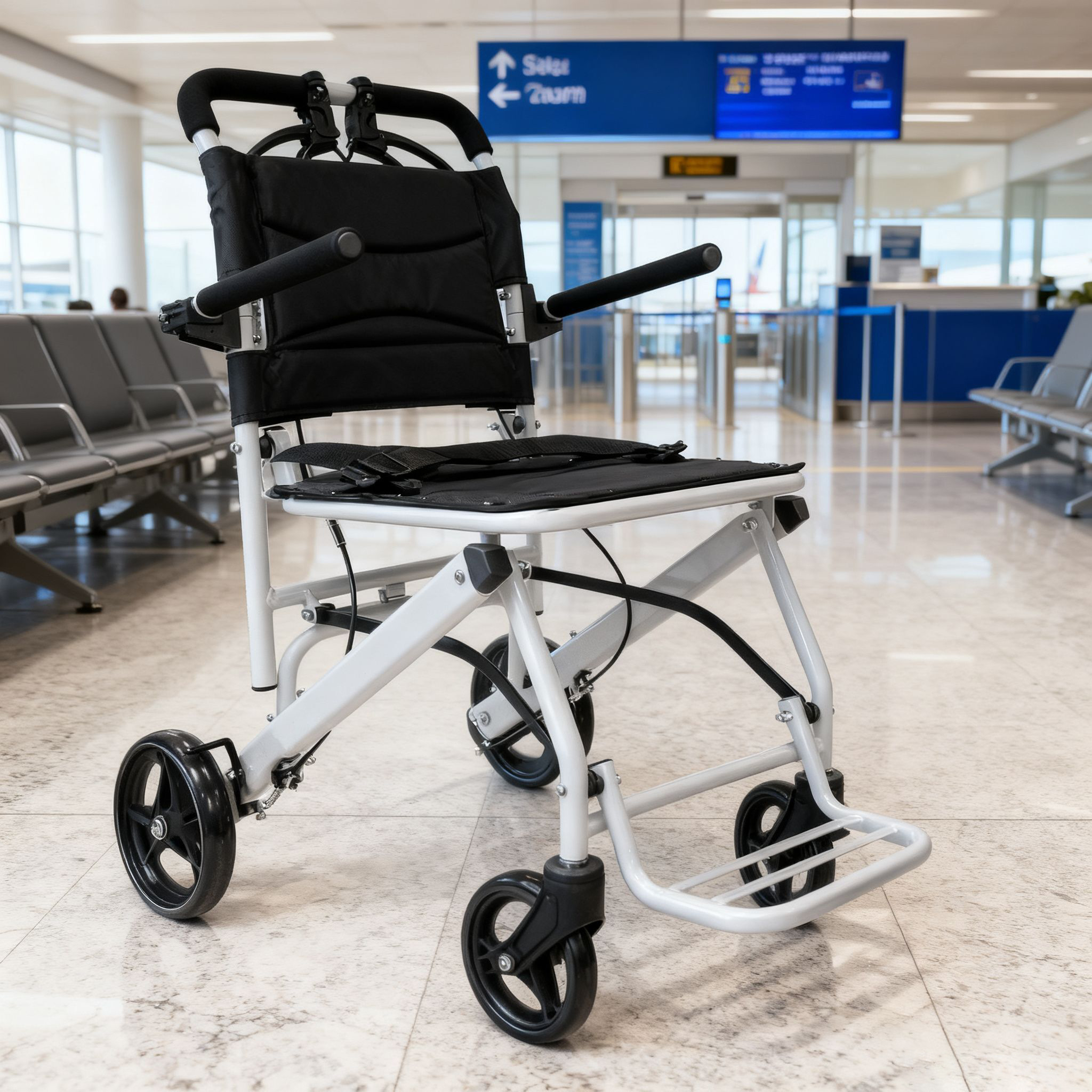 Lightweight Folding Wheelchair with Flip-Up Armrests - One Button Fold, Carbon Steel Frame