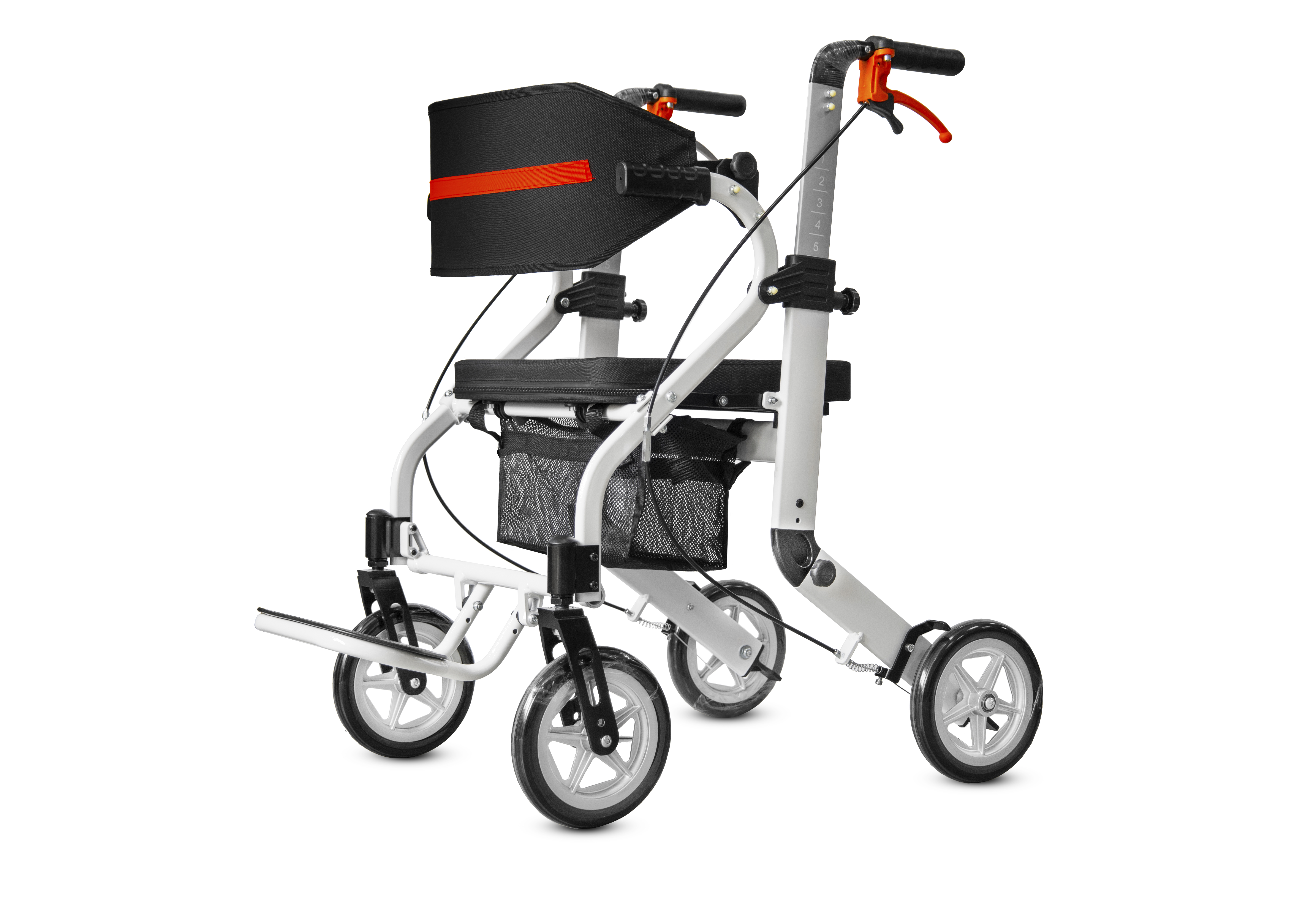 Multifunctional Detachable Lightweight Aluminum Alloy Rollator with Compact Folding Design