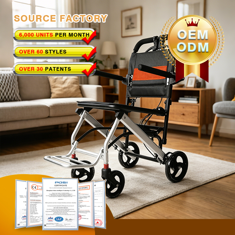Budget-Friendly Comfort: Lightweight, Foldable Aluminum Wheelchair with Supportive Sandwich Cushion and Puncture-Proof Wheels