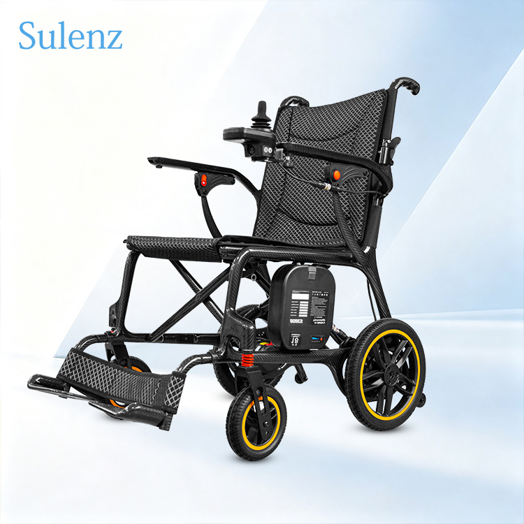 Lightweight Folding Carbon Fiber Electric Wheelchair with Brushless Motor + Electromagnetic Brake