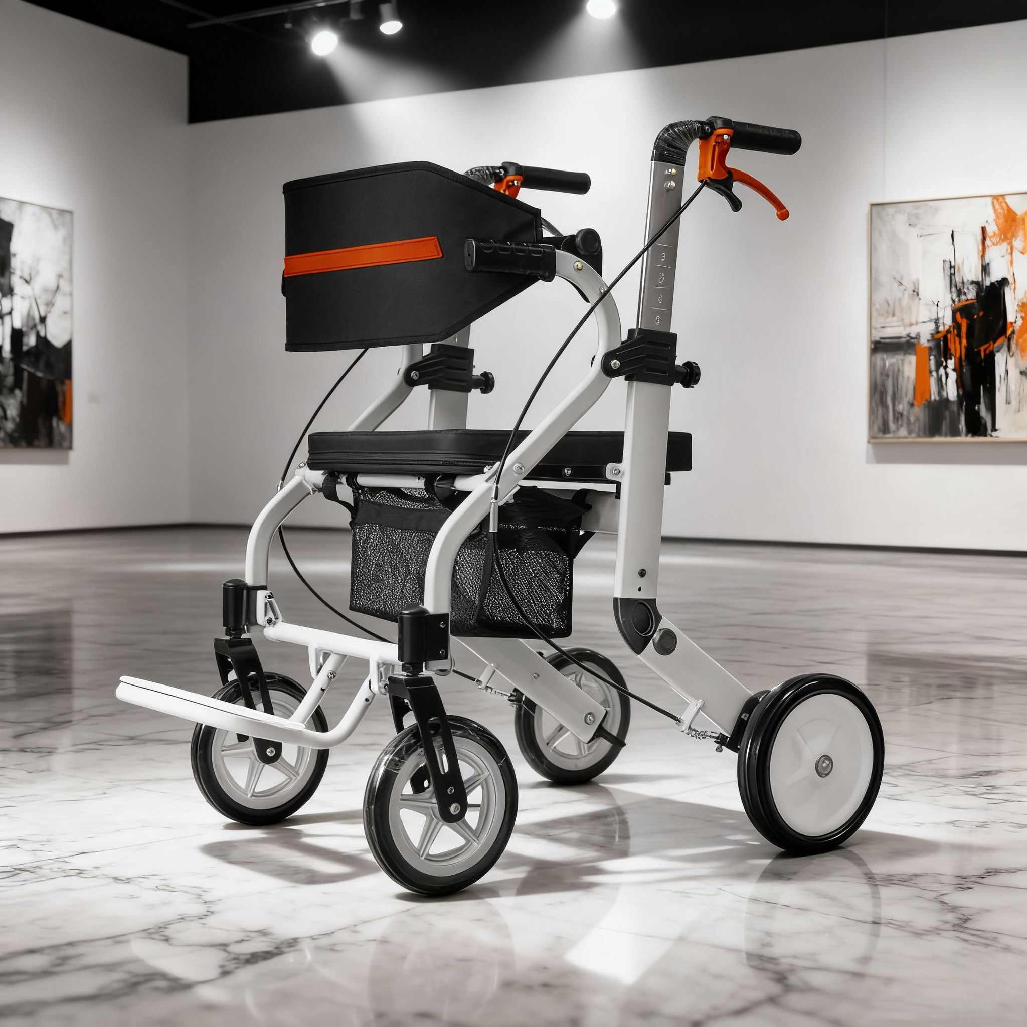 Multifunctional Detachable Lightweight Aluminum Alloy Rollator with Compact Folding Design