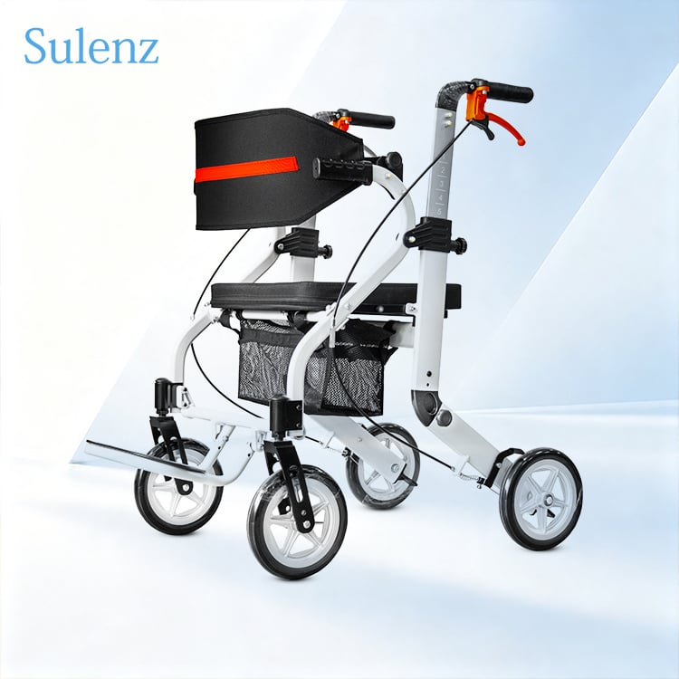 Multifunctional Detachable Lightweight Aluminum Alloy Rollator with Compact Folding Design